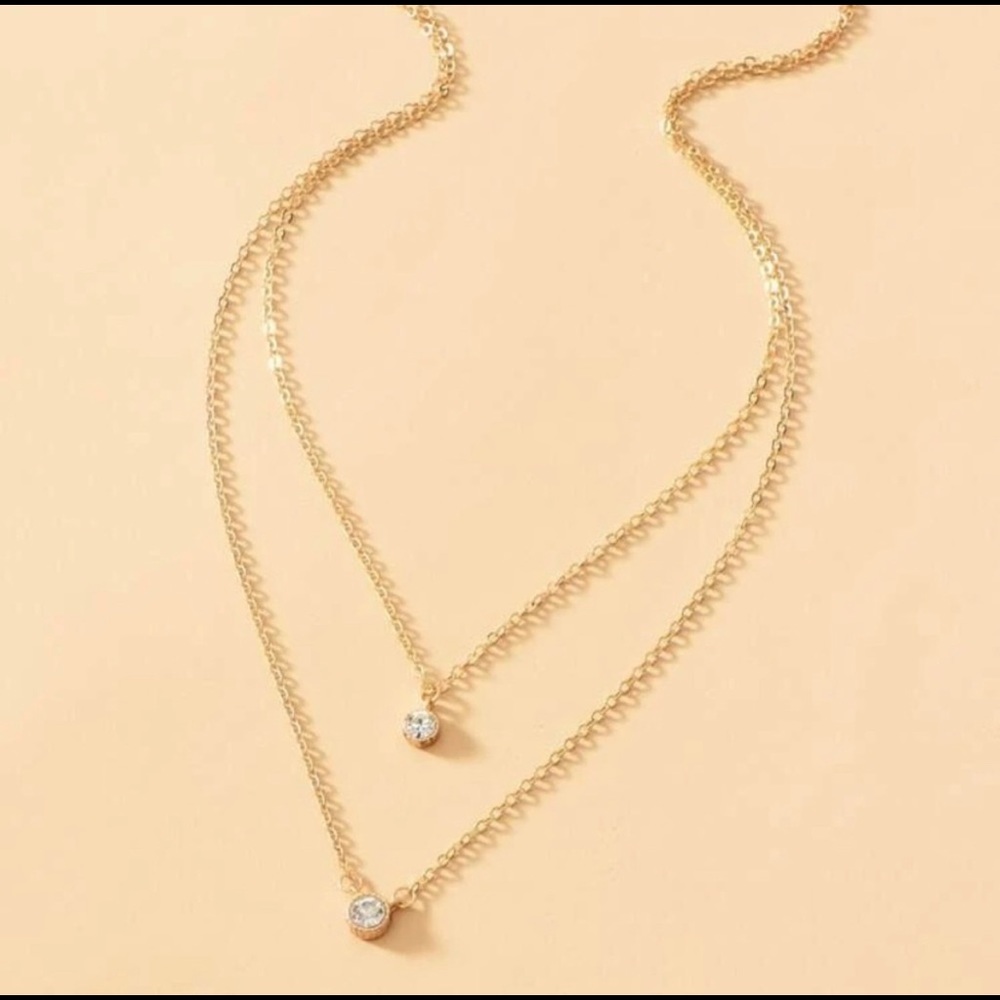 Gold Layered Rhinestone Necklace